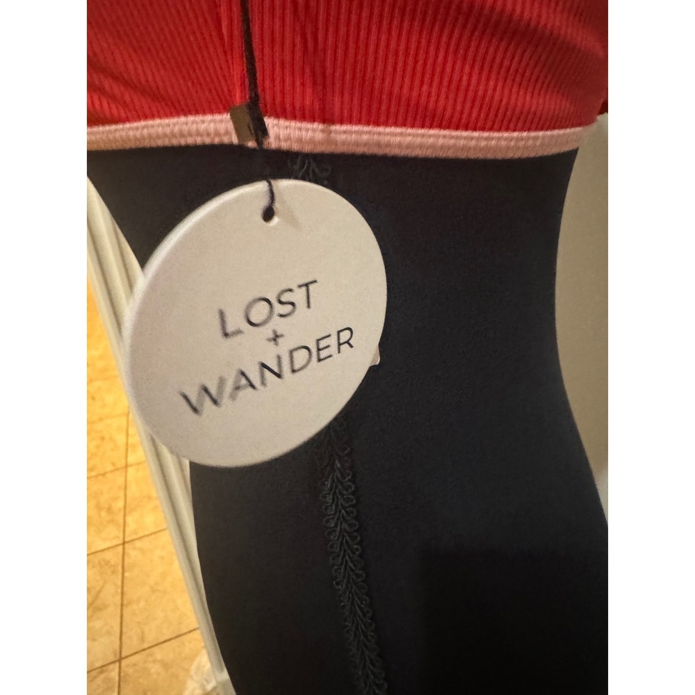 Lost + Wander Red Ruffle One Shoulder Ribbed Swim Top Trendy Size S‎ - Picture 4 of 5